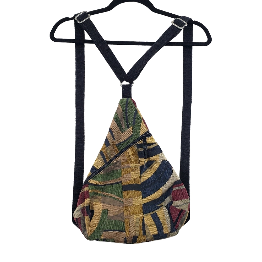 Erda Multicolor Patchwork Tapestry Triangle Backp… - image 1
